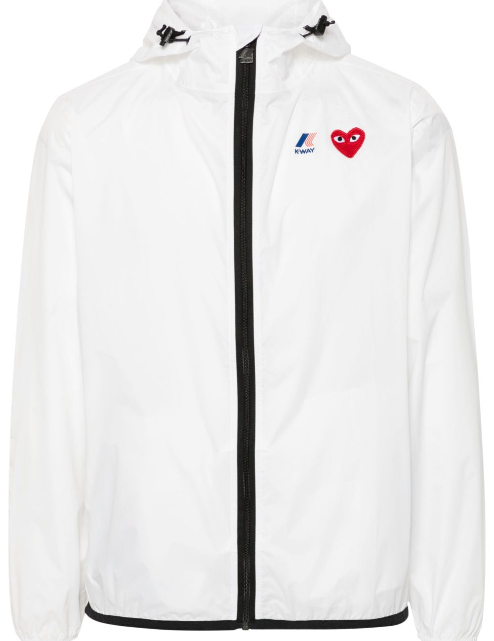 Impermeabile con cappuccio e logo in bianco Comme des garcons play x k-way - unisex 