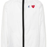 Impermeabile con cappuccio e logo in bianco Comme des garcons play x k-way - unisex 
