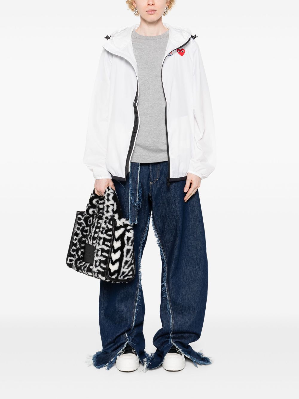 Impermeabile con cappuccio e logo in bianco Comme des garcons play x k-way - unisex 