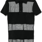 Polo semi trasparente a righe in nero Coperni - donna 