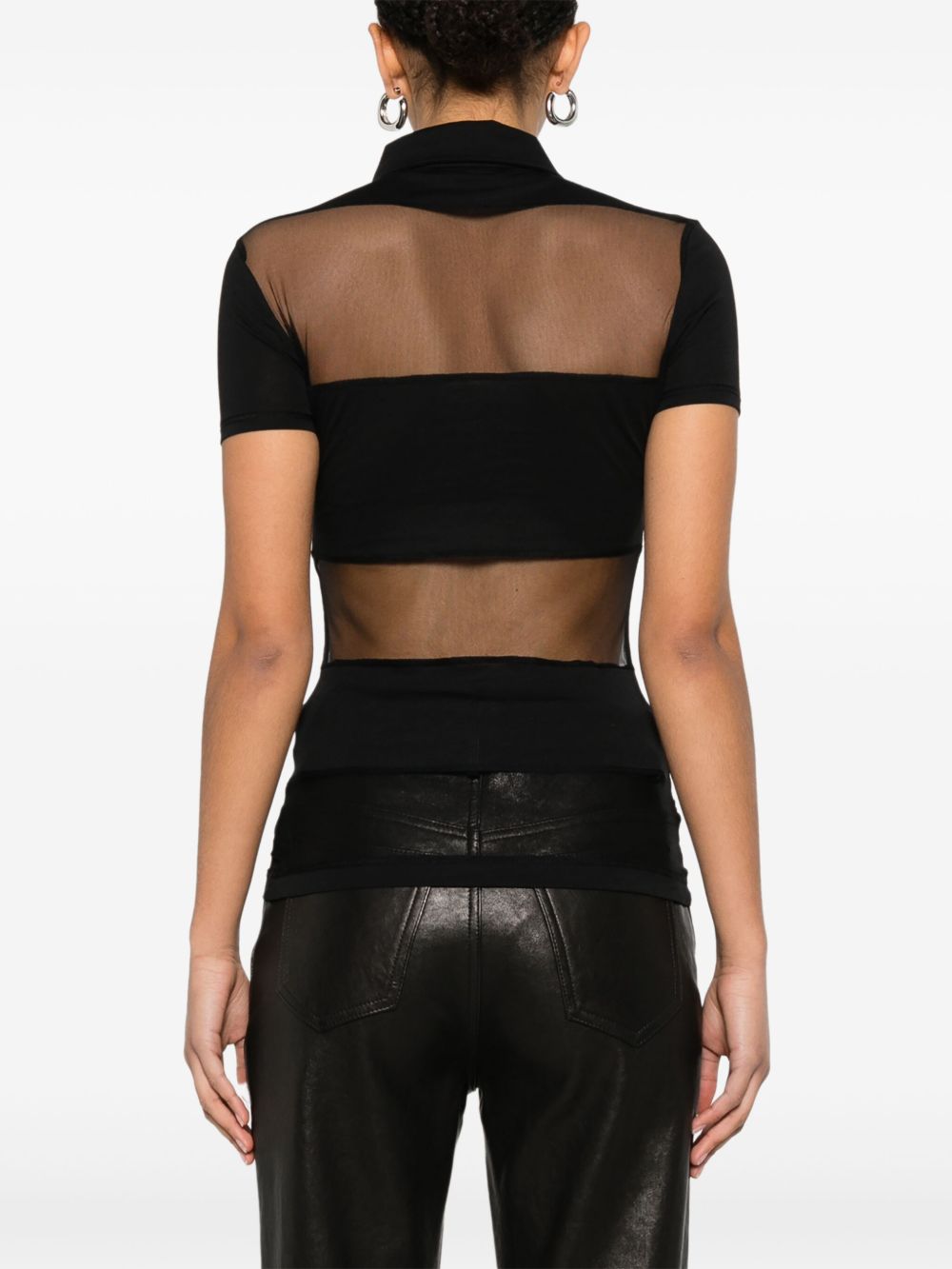 Polo semi trasparente a righe in nero Coperni - donna 