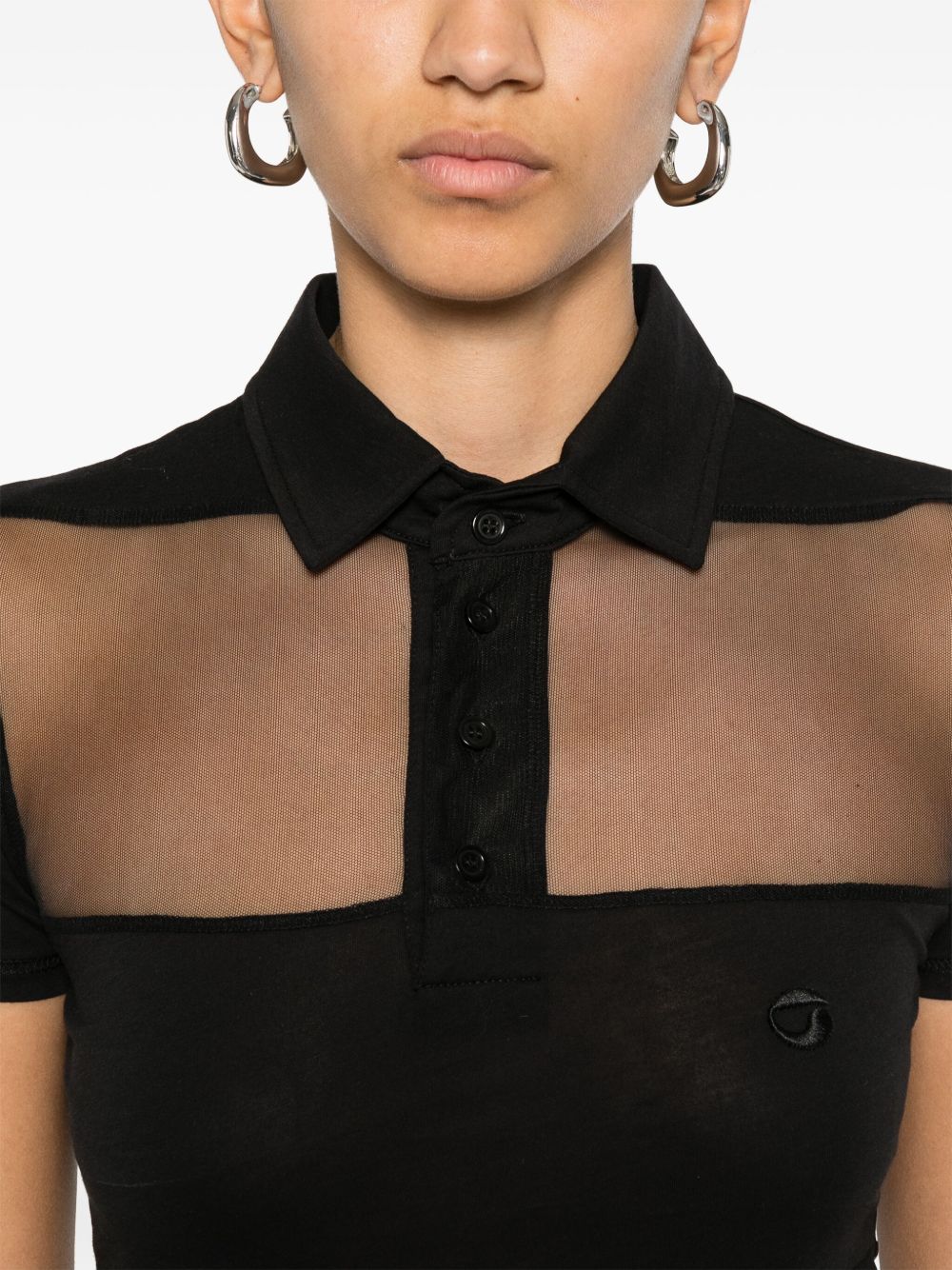 Polo semi trasparente a righe in nero Coperni - donna 
