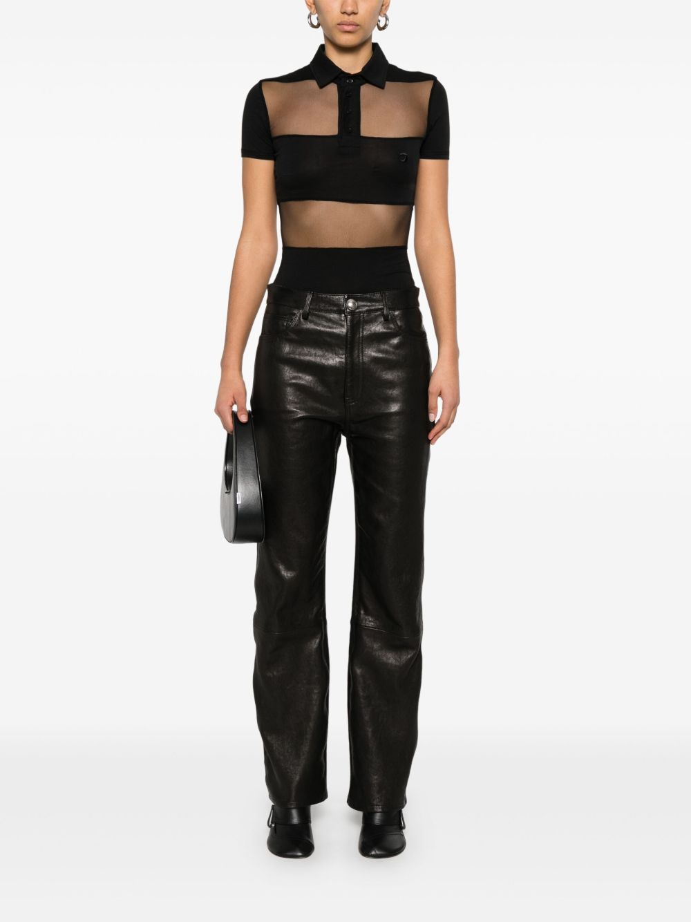 Polo semi trasparente a righe in nero Coperni - donna 