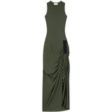 Abito lungo drappeggiato in verde militare Coperni - donna 