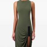 Abito lungo drappeggiato in verde militare Coperni - donna 