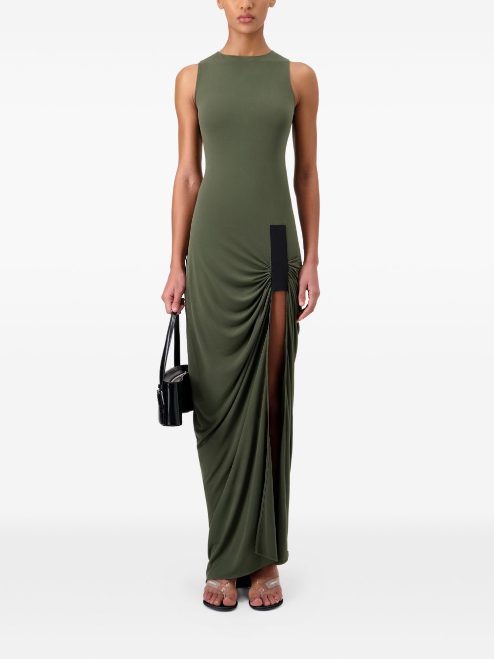Abito lungo drappeggiato in verde militare Coperni - donna 