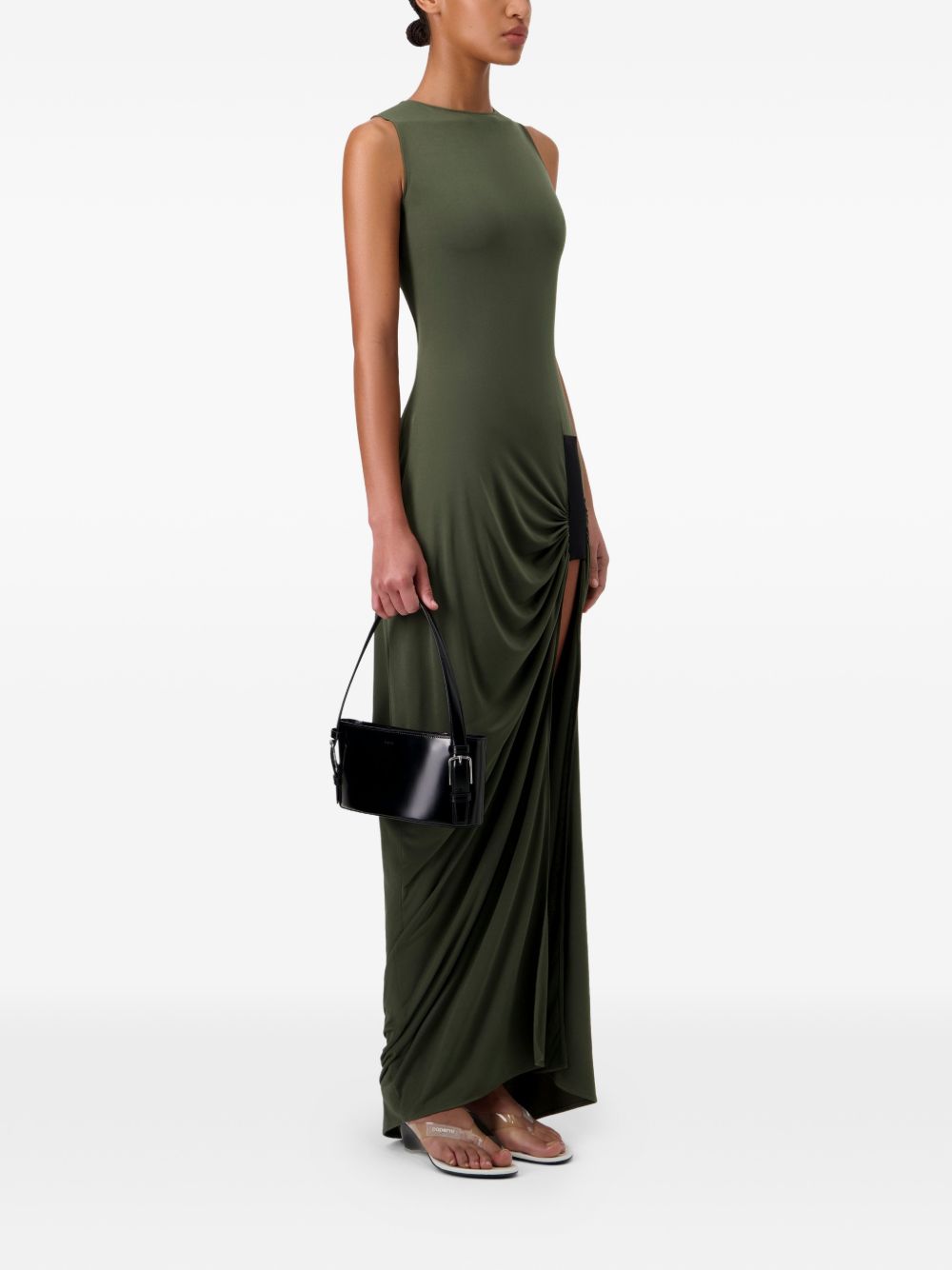 Abito lungo drappeggiato in verde militare Coperni - donna 