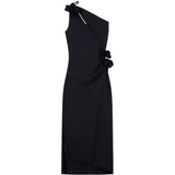 Abito lungo asimmetrico floreale in nero Coperni - donna 