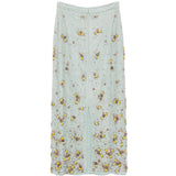 Gonna midi con decorazioni a fiori in verde Costarellos - donna 