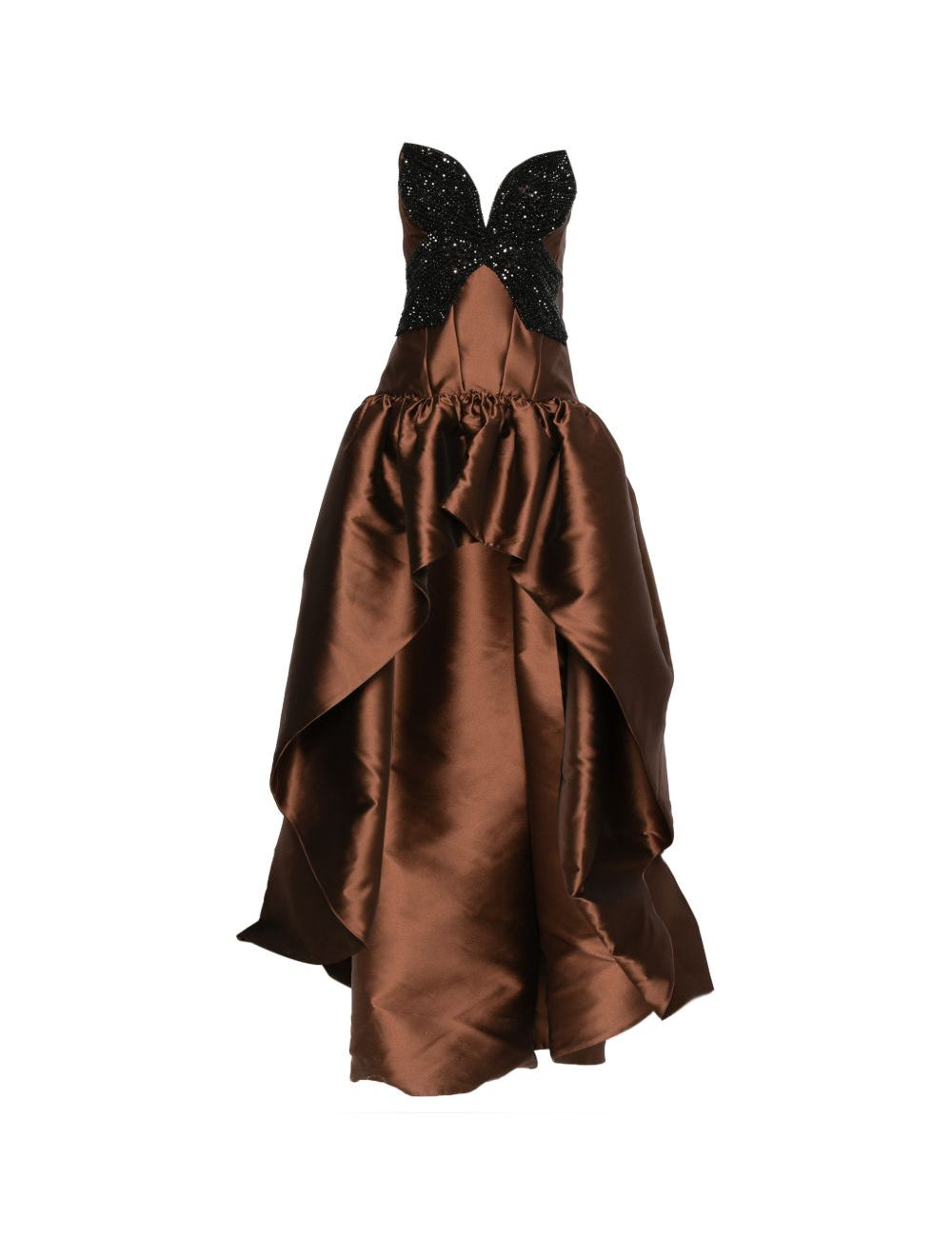 Abito a strati decorato con cristalli in marrone Costarellos - donna 