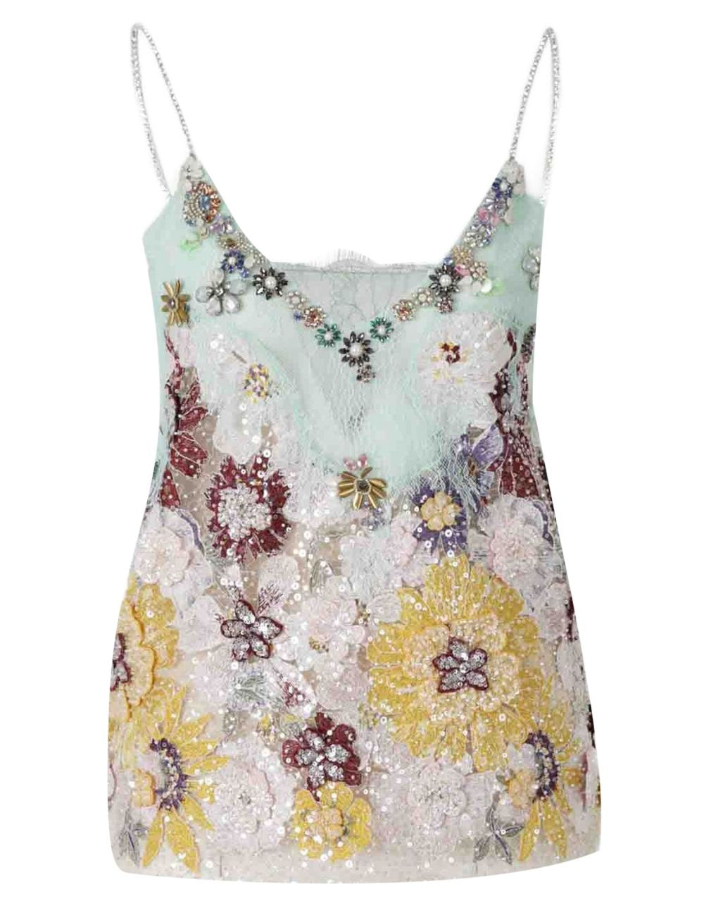 Top in pizzo con paillettes in beige Costarellos - donna 