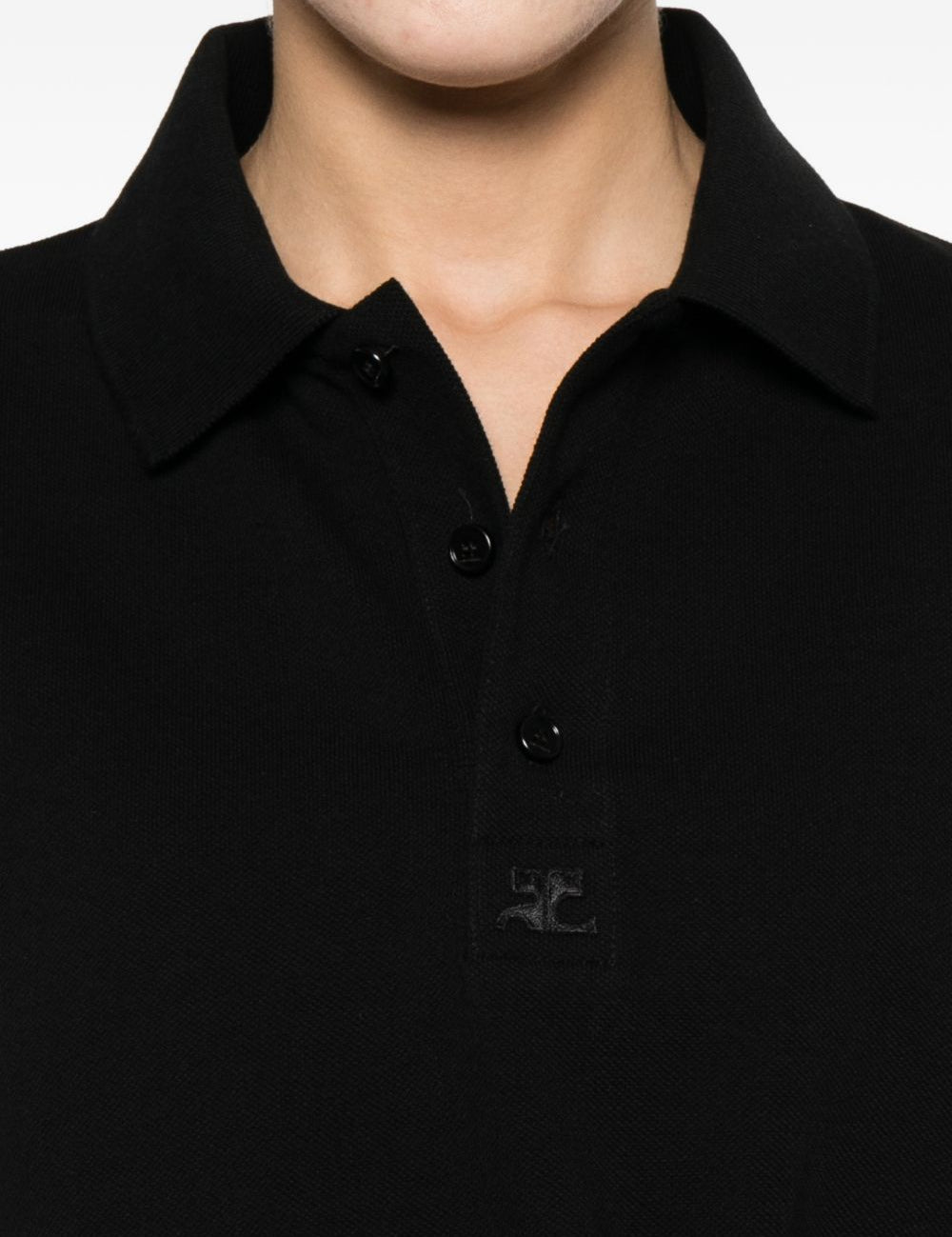 T-shirt polo con logo e toppa in nero Courrèges - donna 