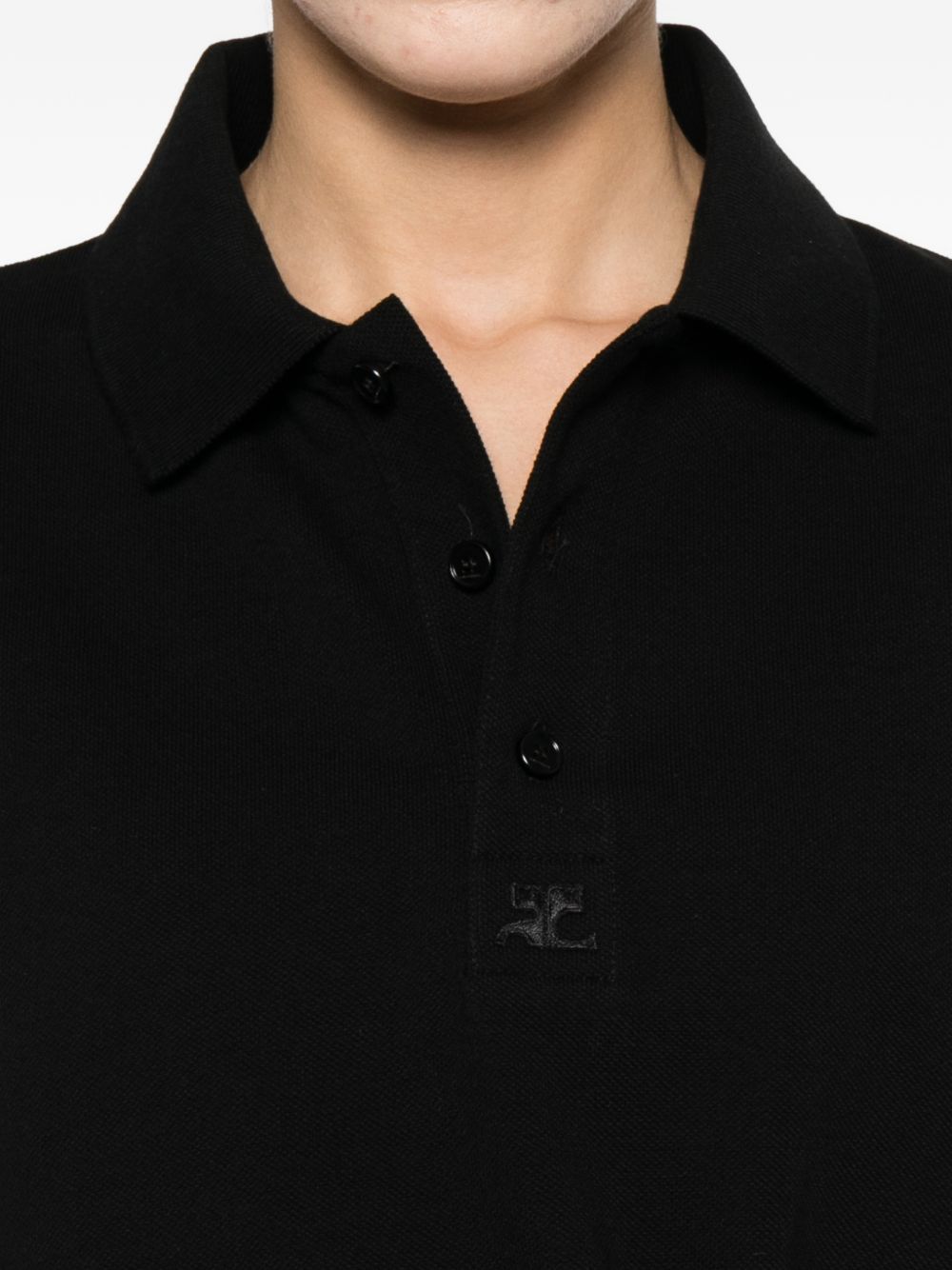 T-shirt polo con logo e toppa in nero Courrèges - donna 