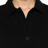 T-shirt polo con logo e toppa in nero Courrèges - donna 
