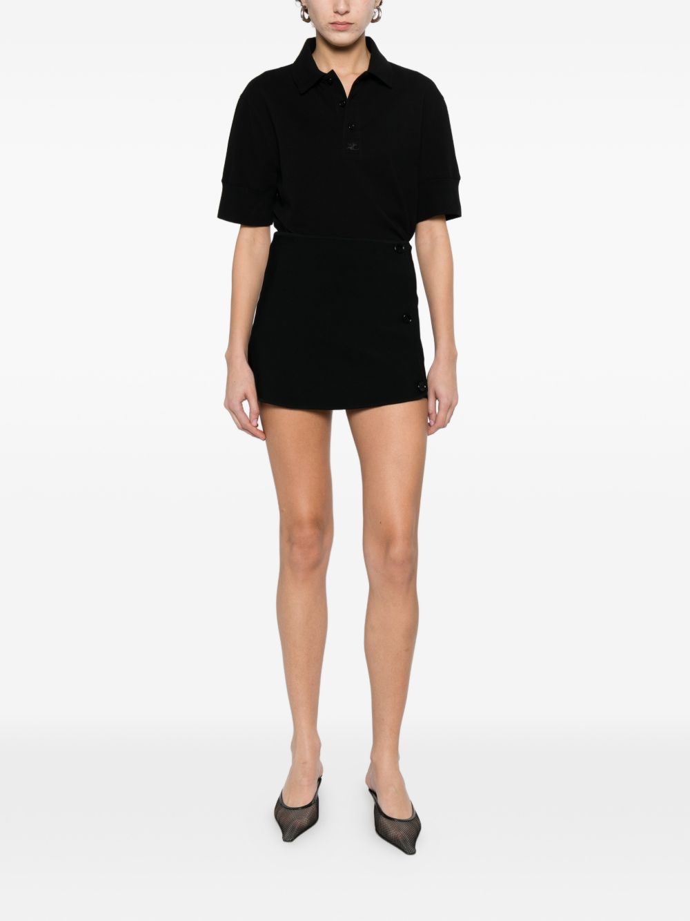 T-shirt polo con logo e toppa in nero Courrèges - donna 