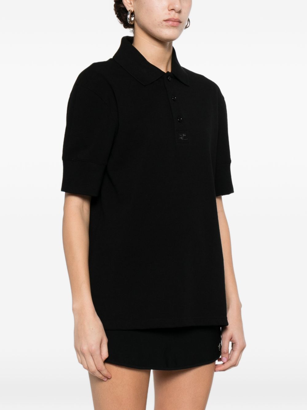 T-shirt polo con logo e toppa in nero Courrèges - donna 