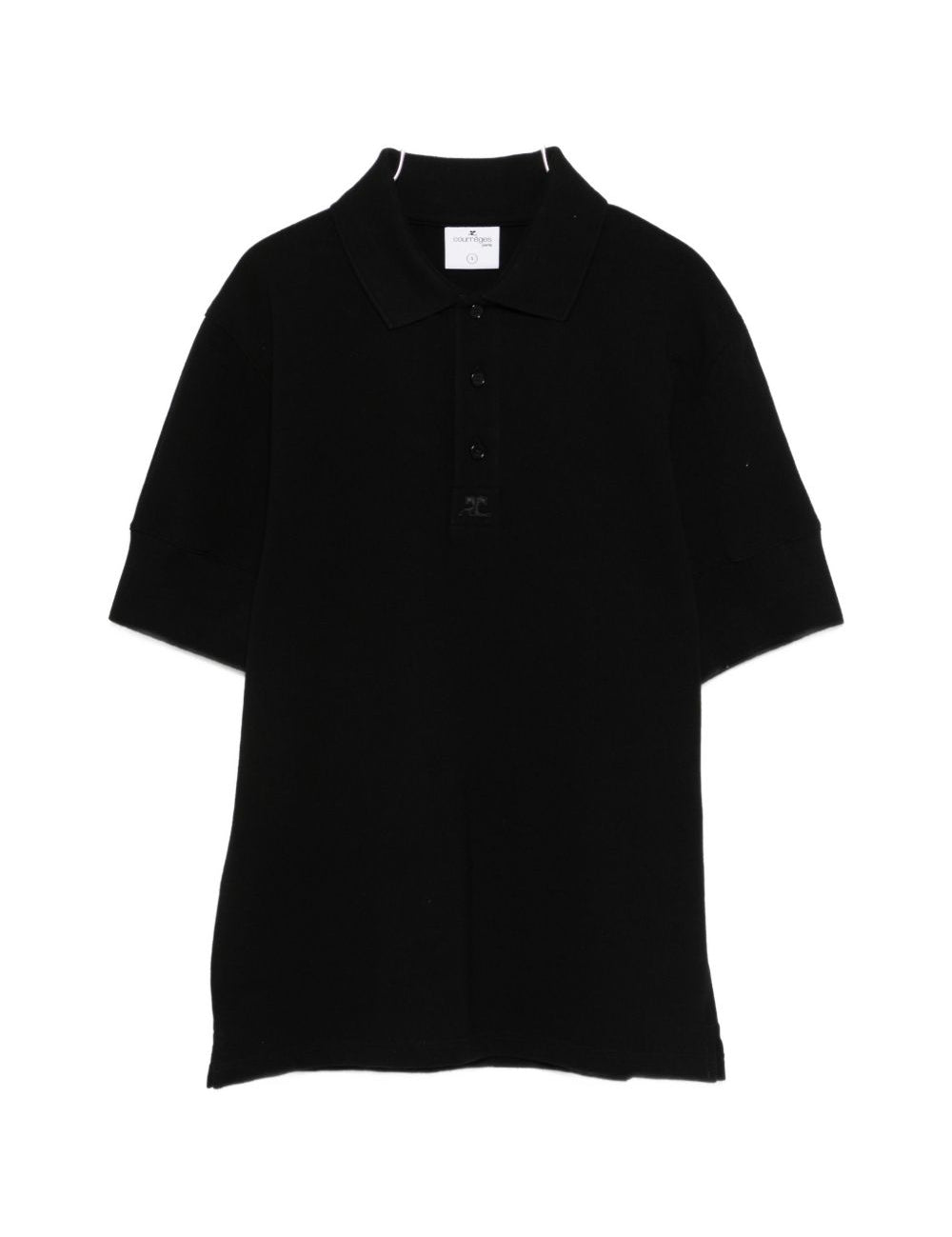 T-shirt polo con logo e toppa in nero Courrèges - donna 
