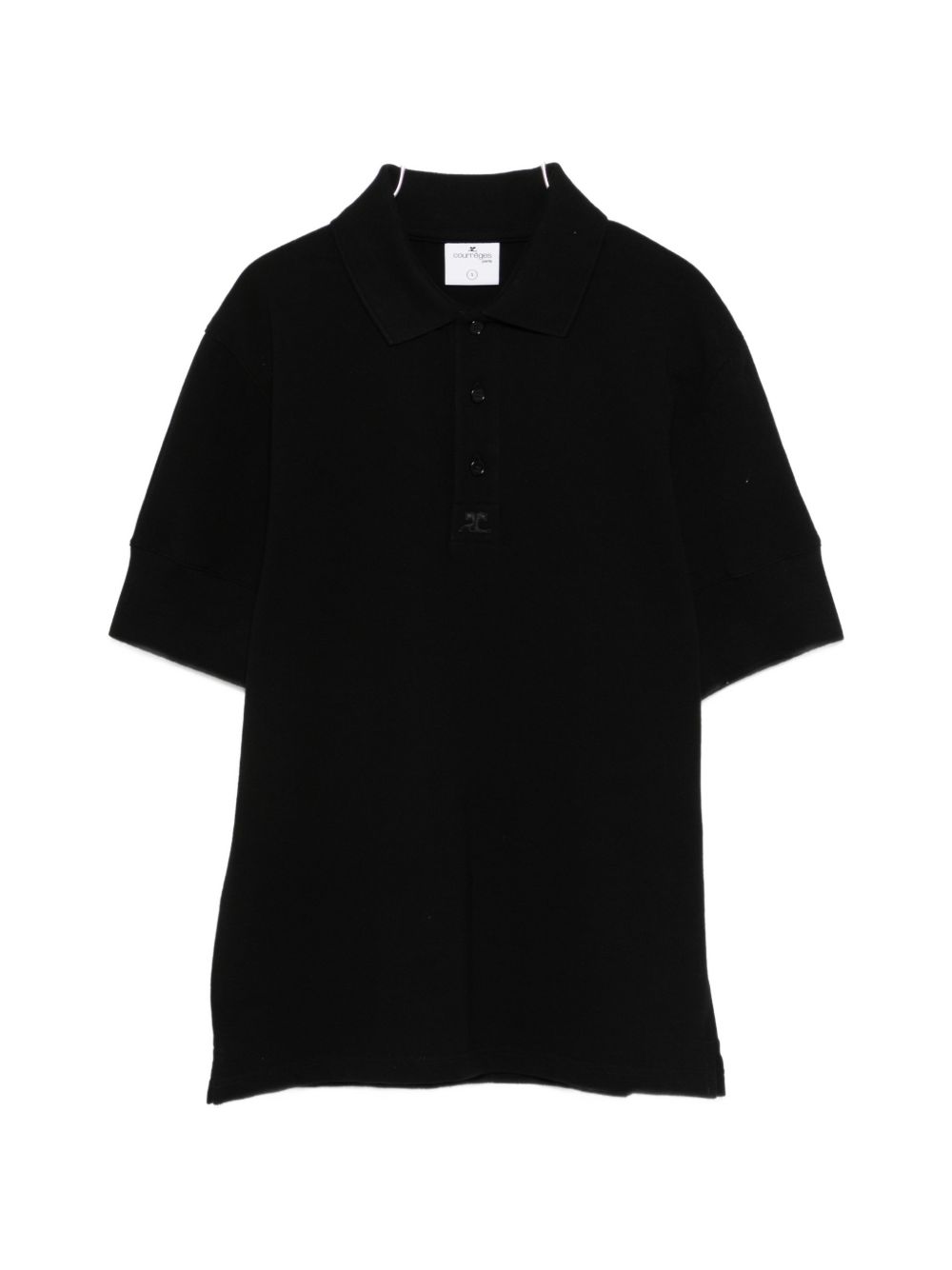 T-shirt polo con logo e toppa in nero Courrèges - donna 