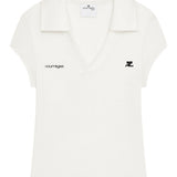 Polo con logo in bianco Courrèges - donna 