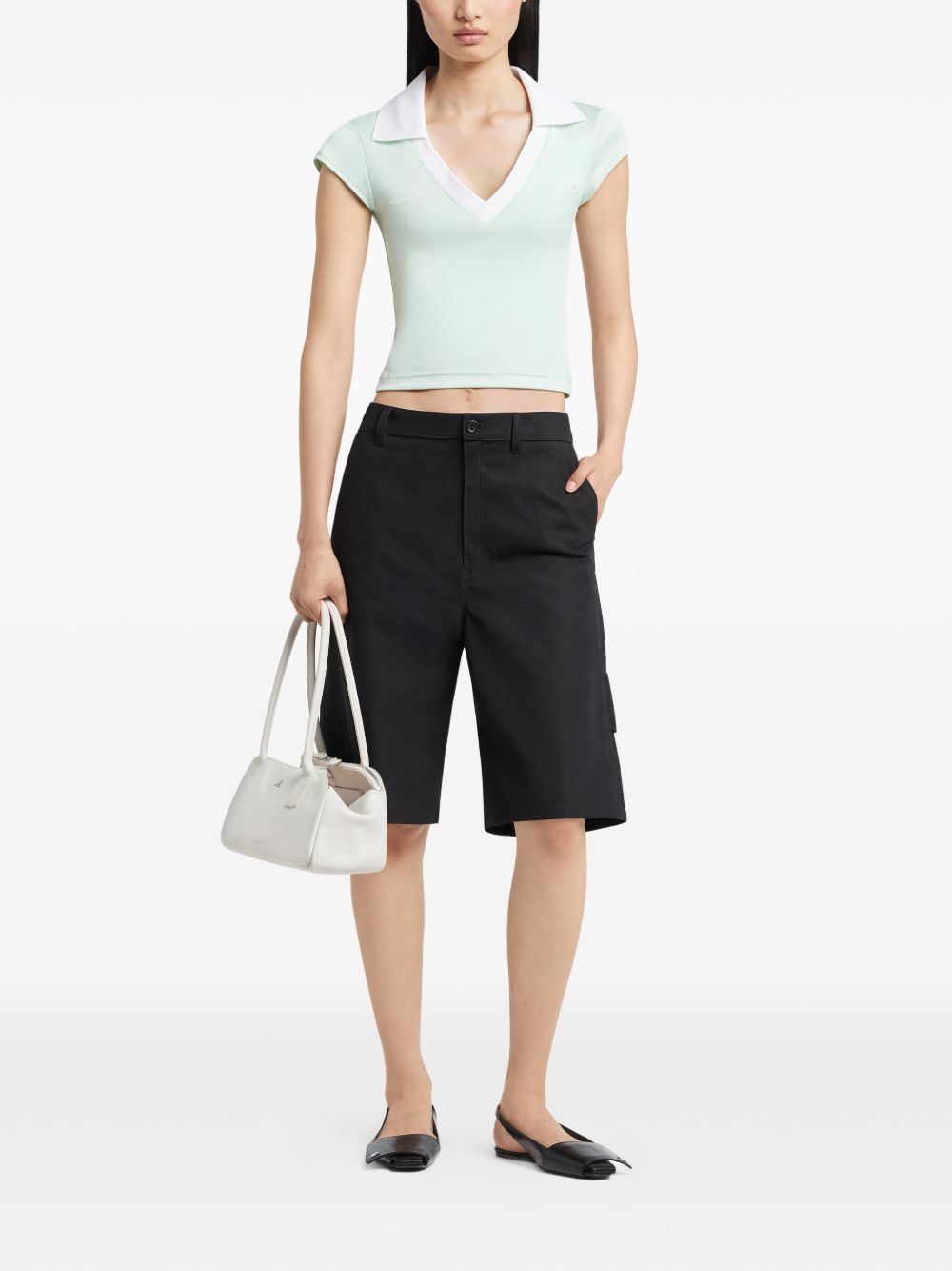 Polo con scollo a V in verde Courrèges - donna 