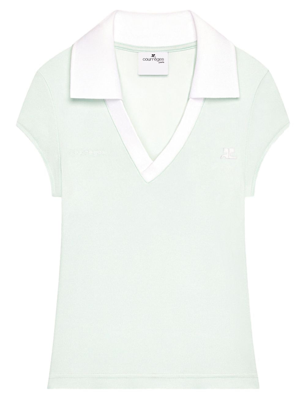 Polo con scollo a V in verde Courrèges - donna 