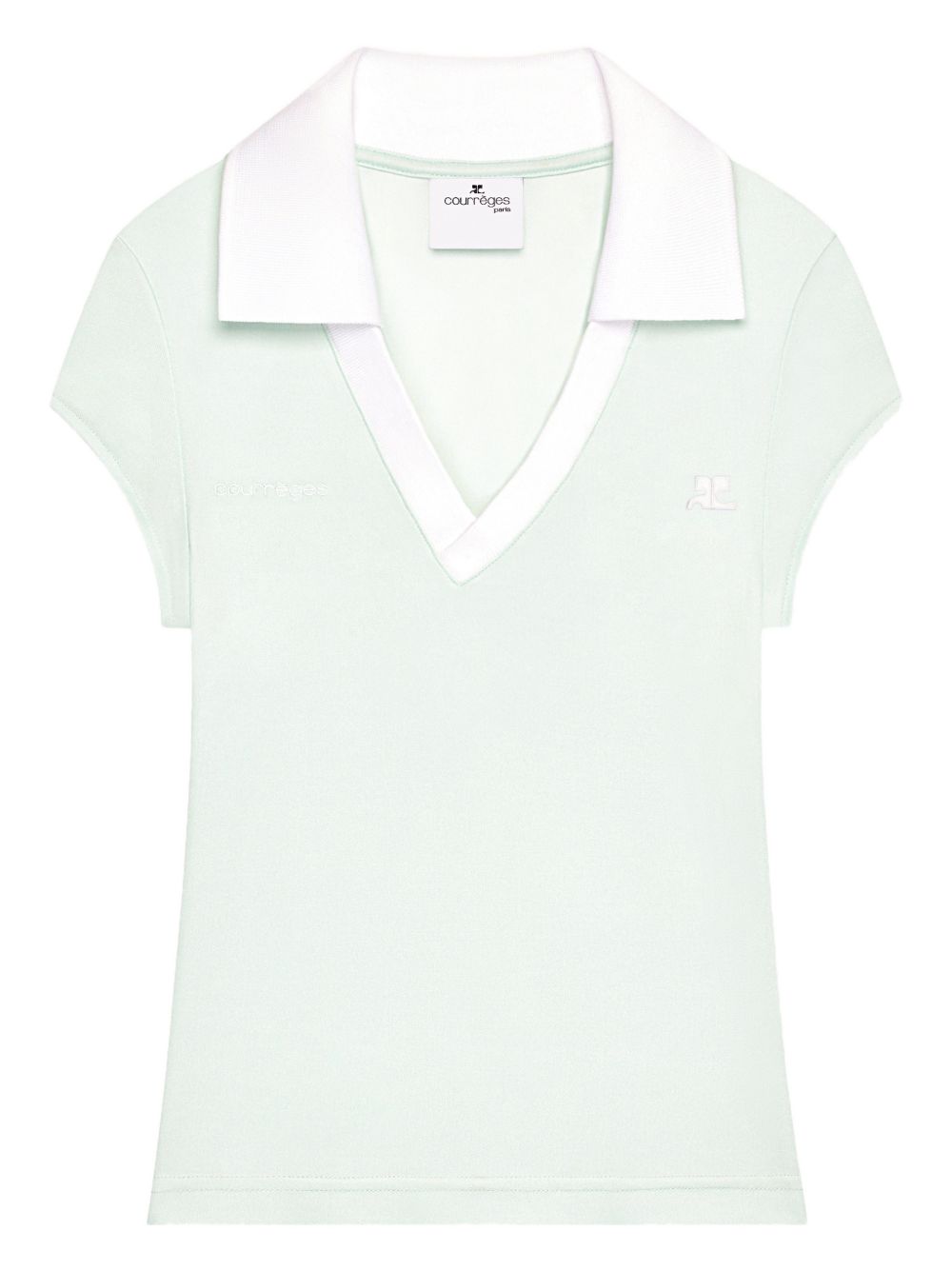 Polo con scollo a V in verde Courrèges - donna 