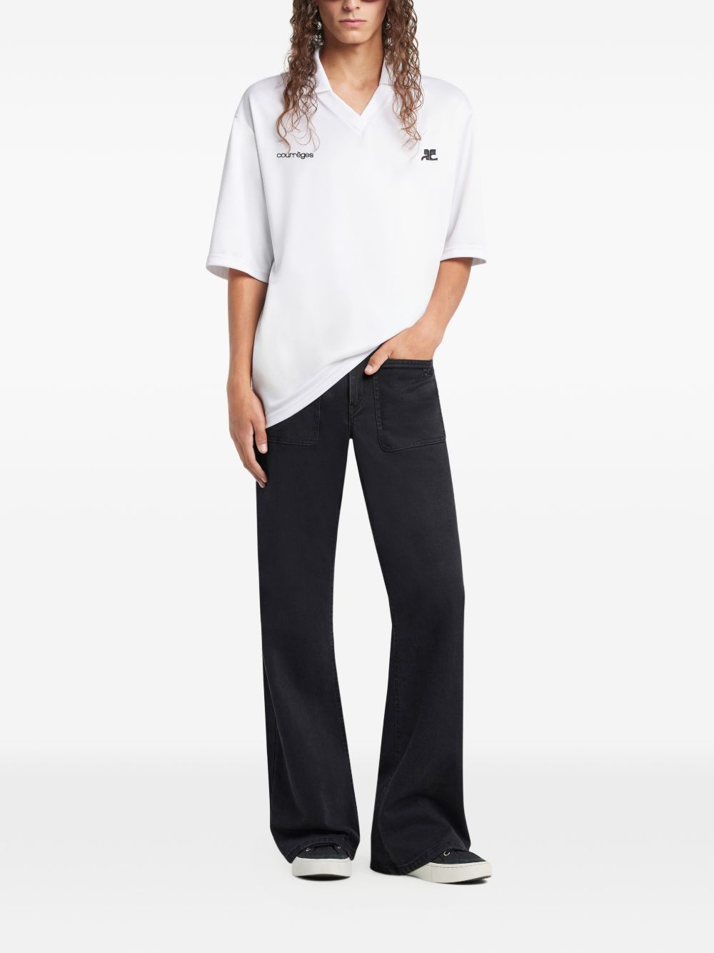 Polo con logo in bianco Courrèges - donna 
