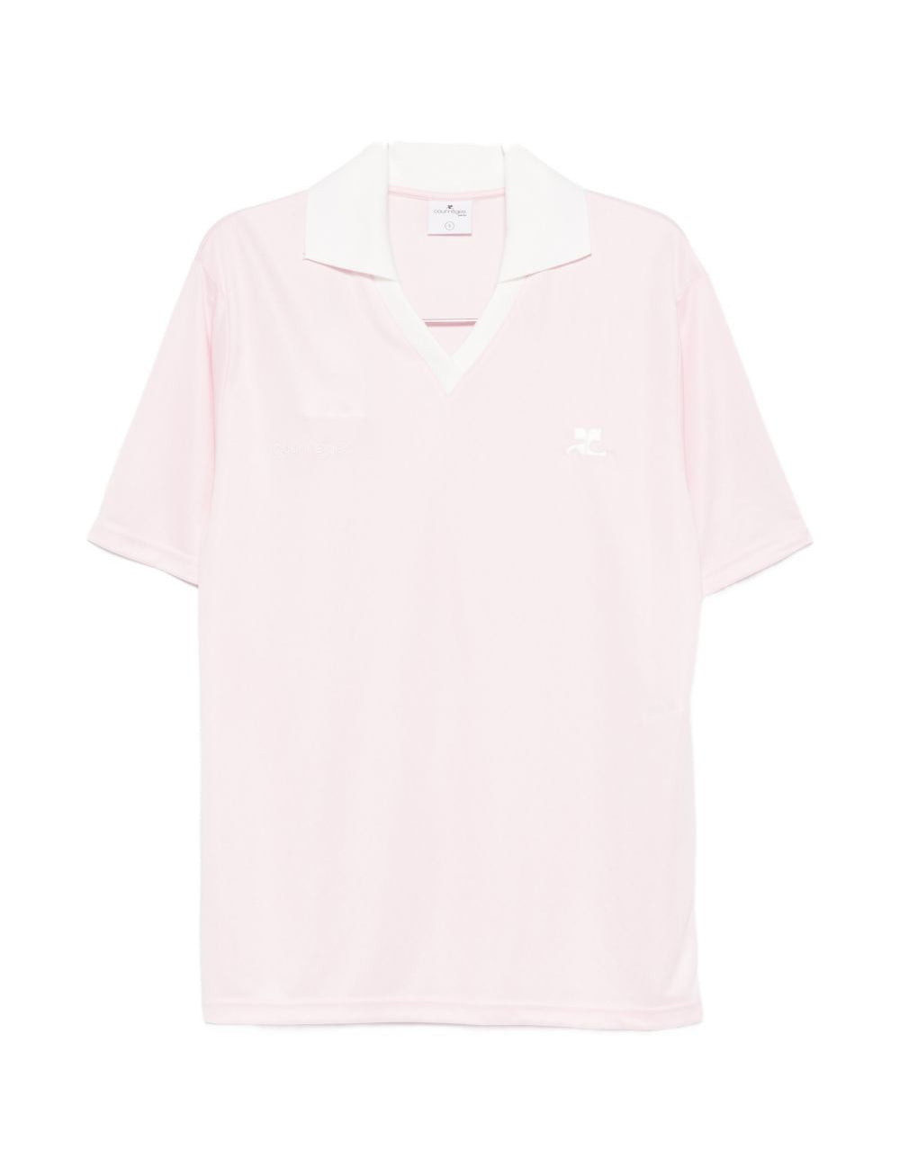 Polo con logo e ricamo a v in bianco Courrèges - donna 