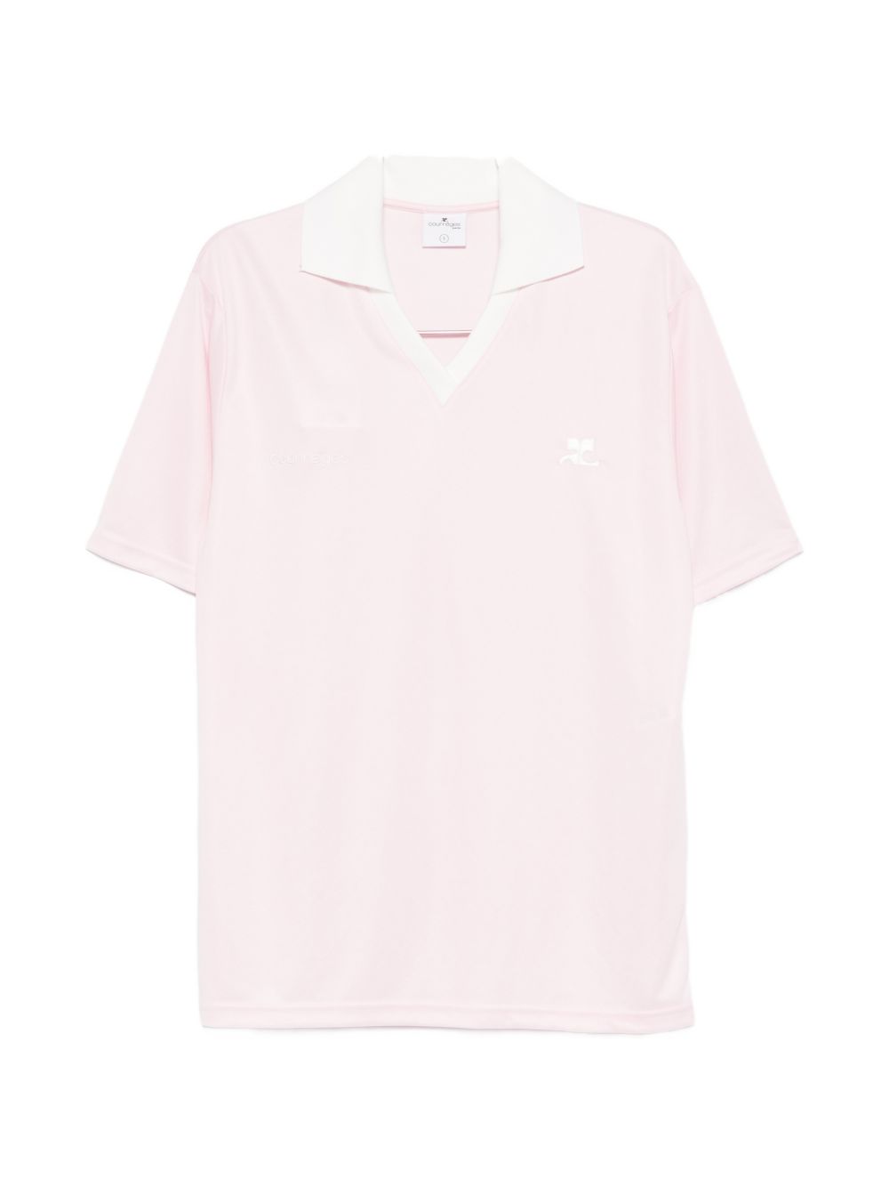 Polo con logo e ricamo a v in bianco Courrèges - donna 