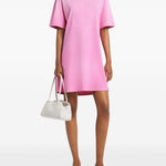 Abito stile T-shirt con logo ricamato in rosa Courrèges - donna 
