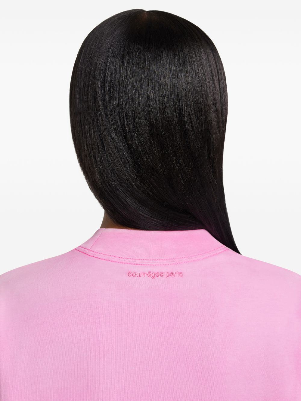Abito stile T-shirt con logo ricamato in rosa Courrèges - donna 