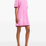 Abito stile T-shirt con logo ricamato in rosa Courrèges - donna 