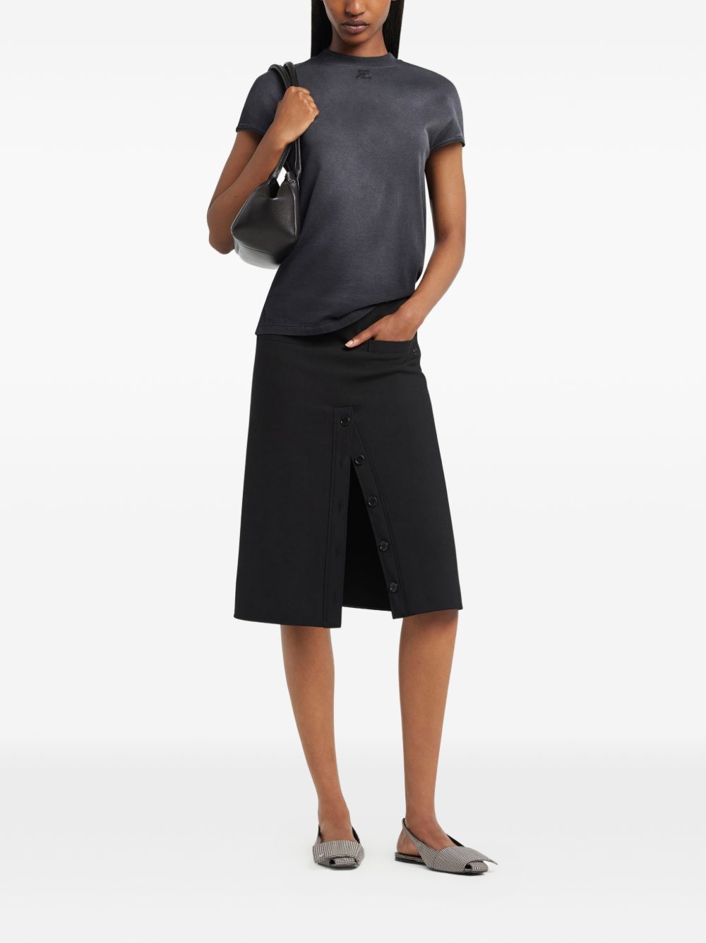 T-shirt con logo in nero Courrèges - donna 