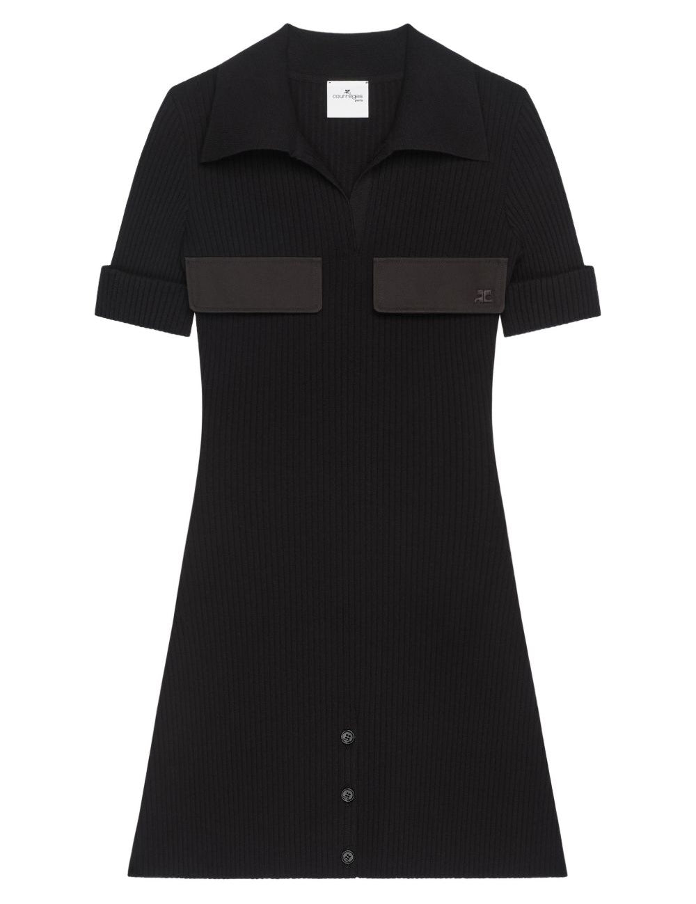 Abito midi a coste in nero Courrèges - donna 