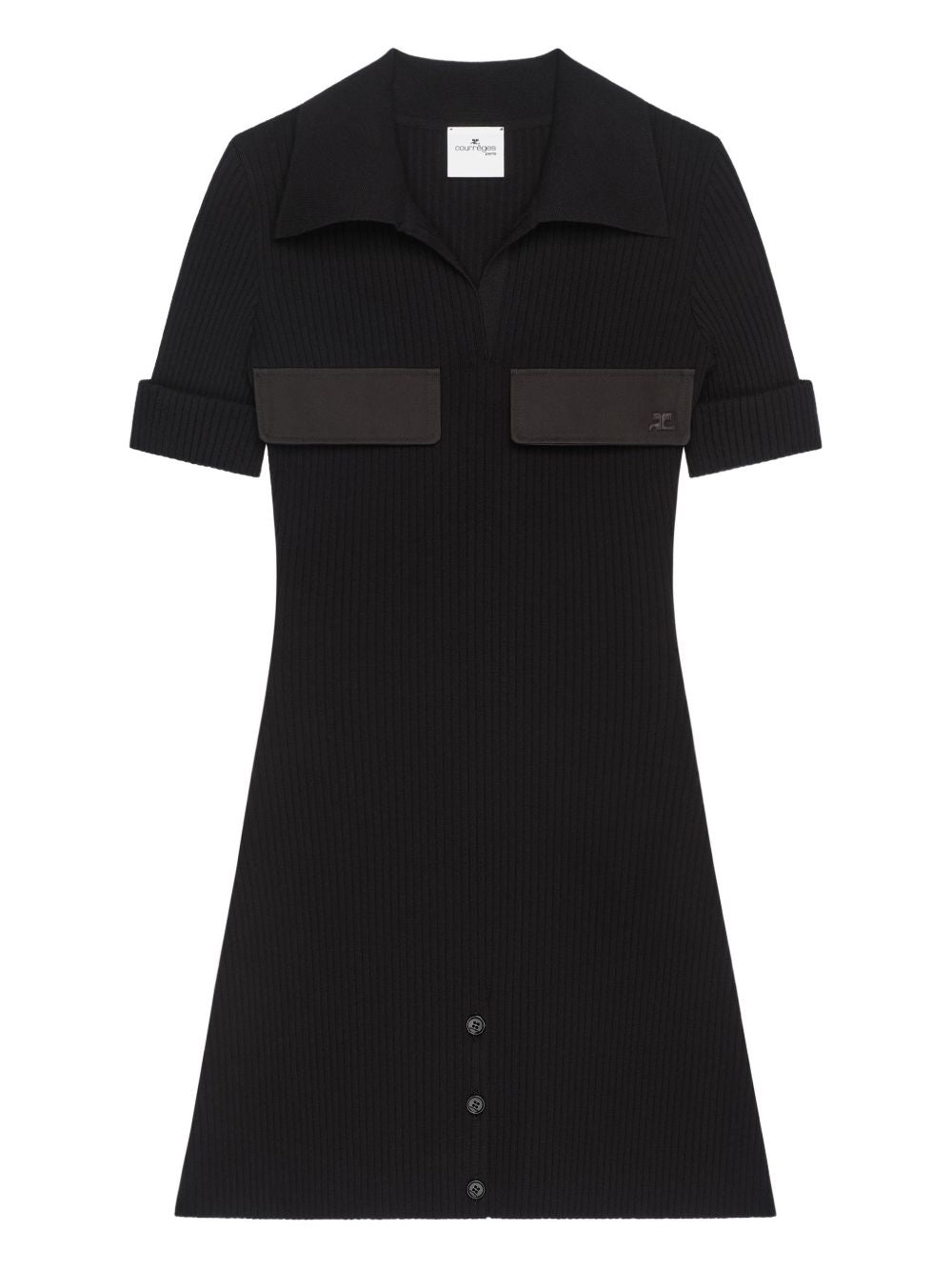 Abito midi a coste in nero Courrèges - donna 