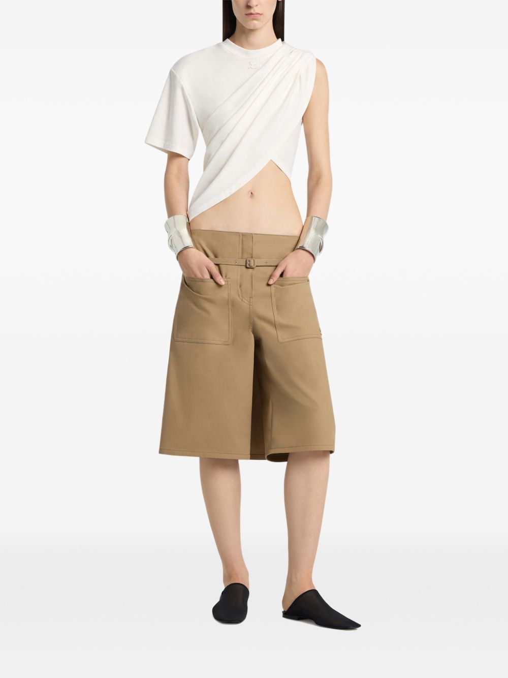 Shorts con cintura in beige Courrèges - donna 