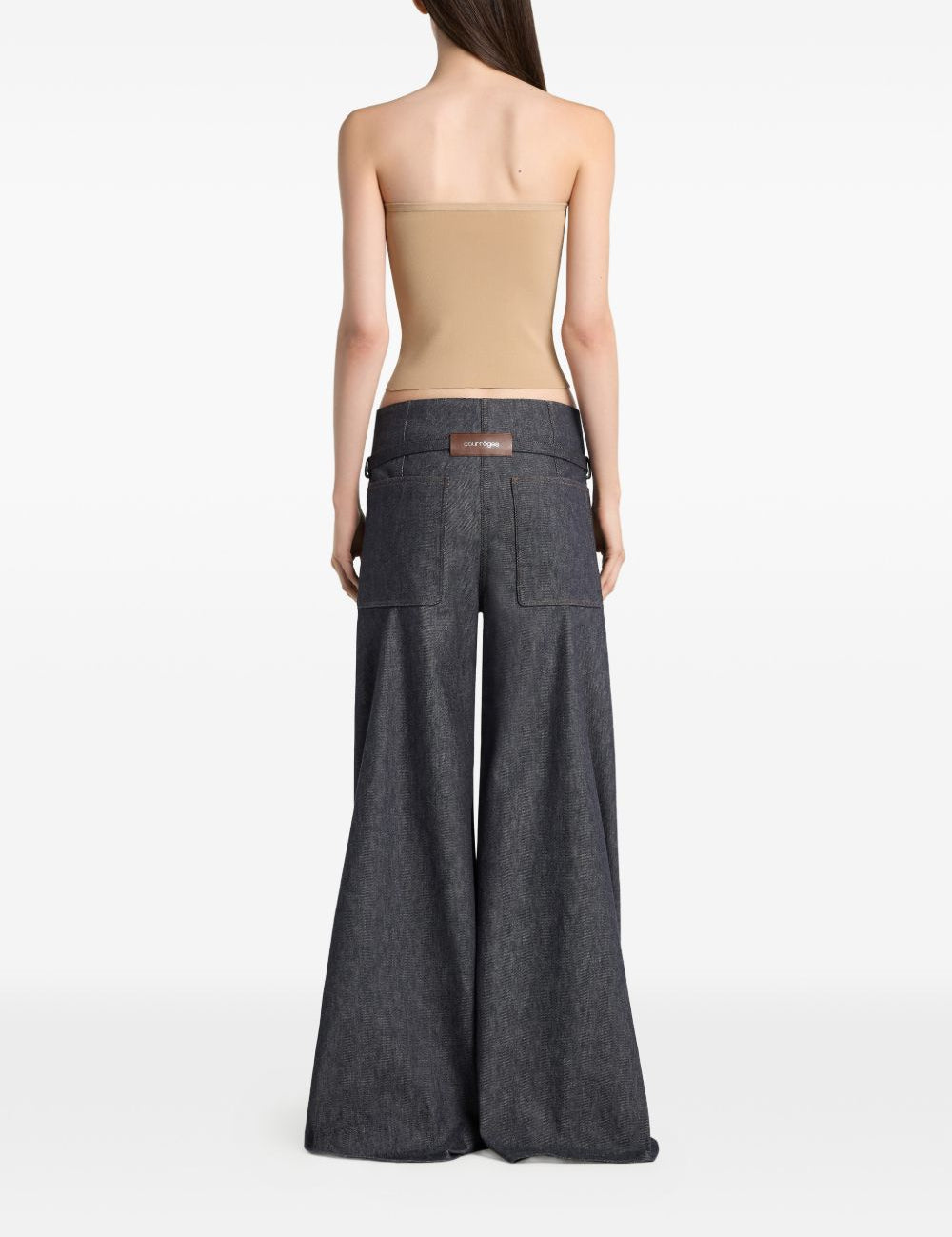 Pantaloni a palazzo con cintura in grigio Courrèges - donna 