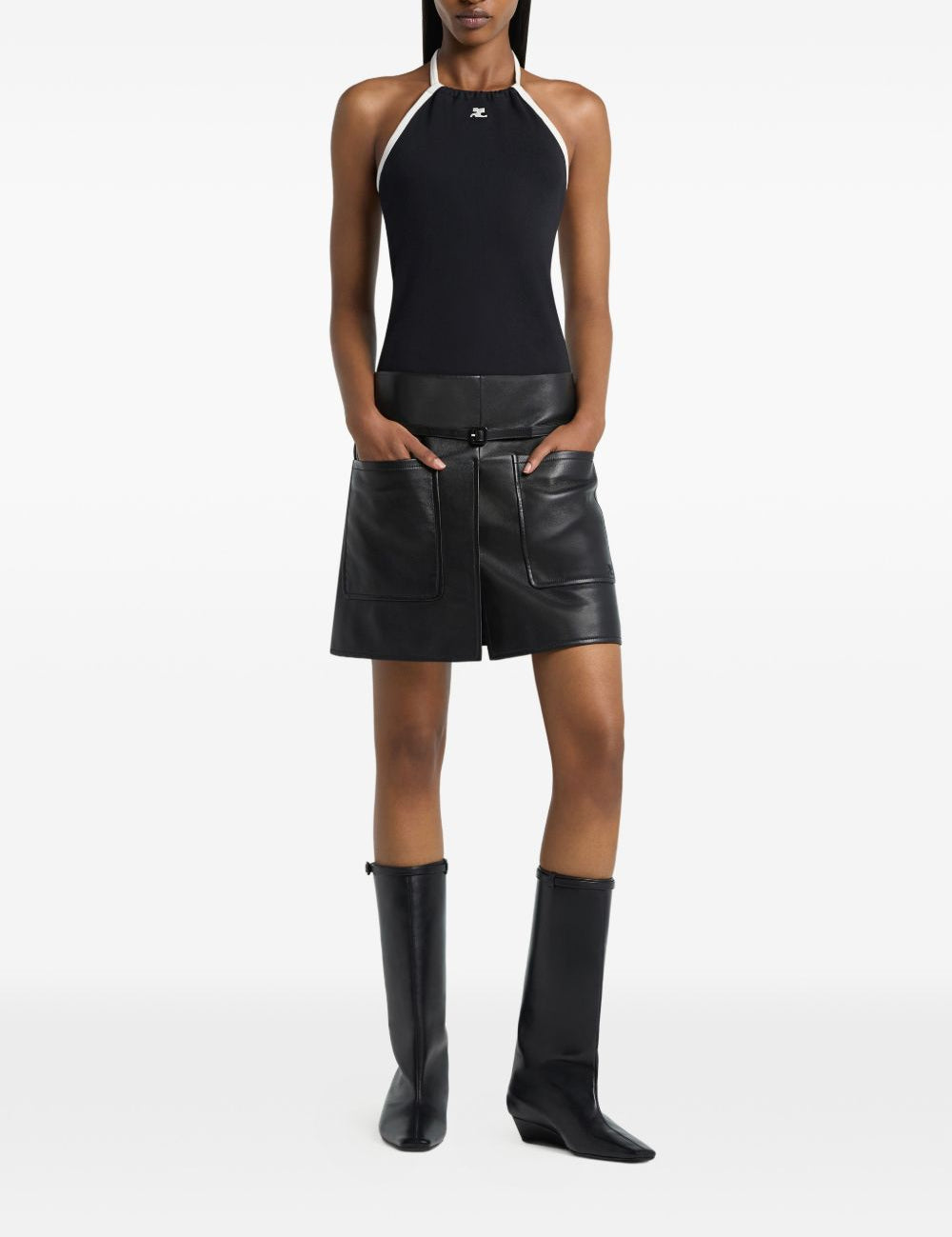 Canotta con nodo posteriore in nero Courrèges - donna 