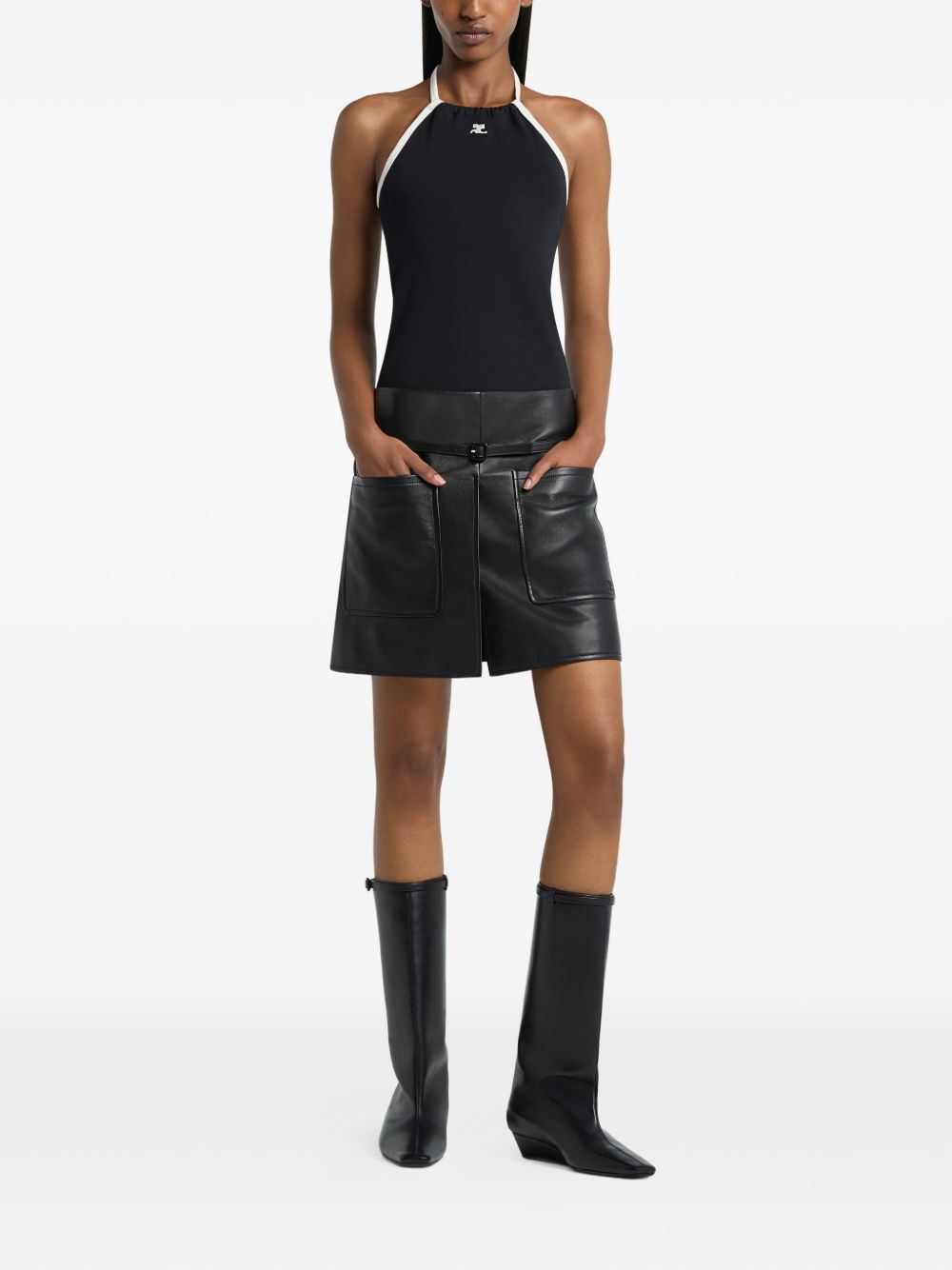 Canotta con nodo posteriore in nero Courrèges - donna 