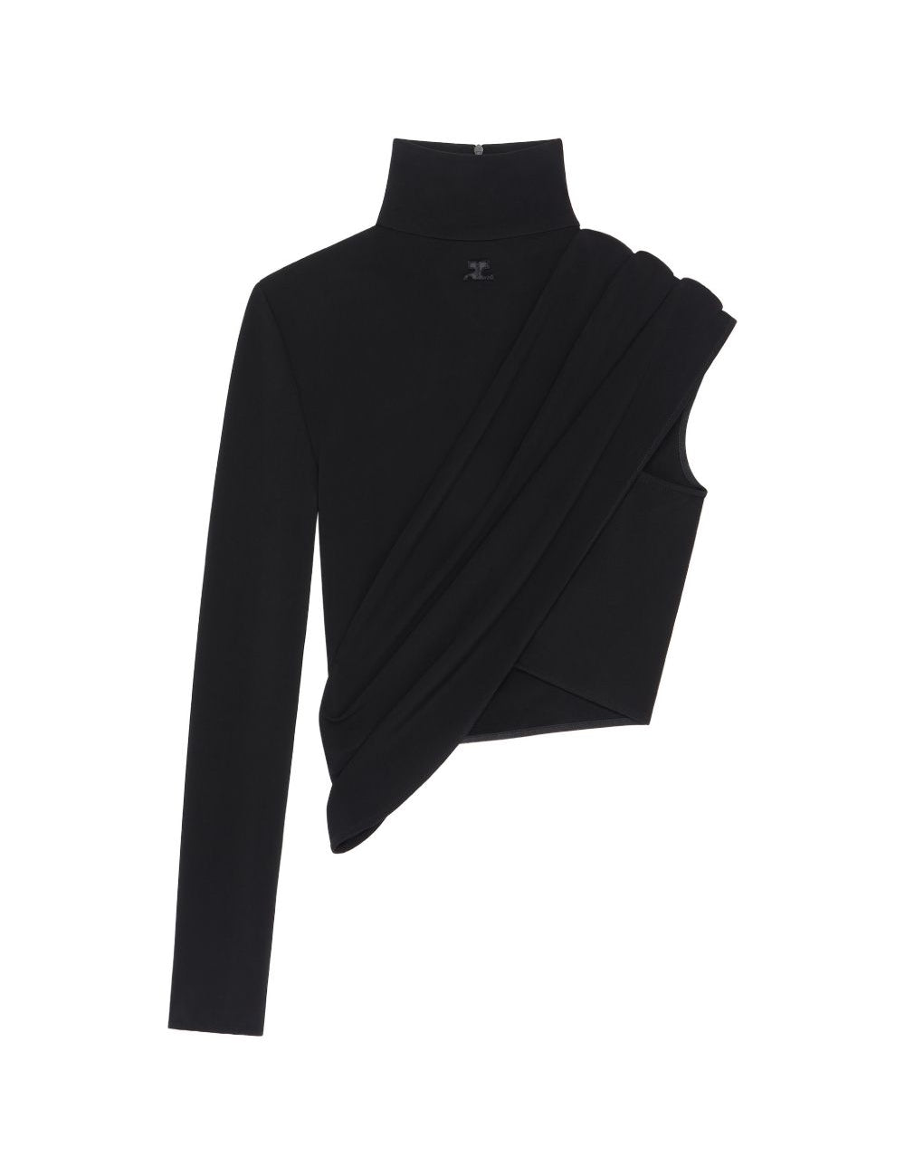 Top crop asimmetrico in nero Courrèges - donna 