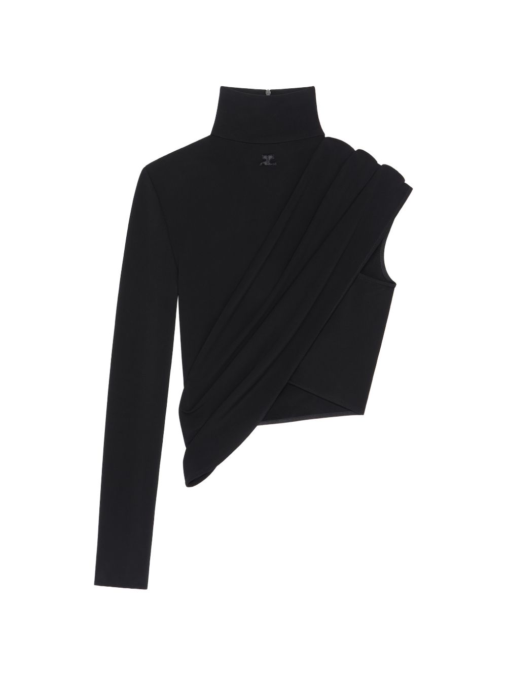 Top crop asimmetrico in nero Courrèges - donna 