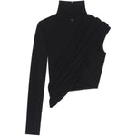 Top crop asimmetrico in nero Courrèges - donna 