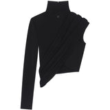 Top crop asimmetrico in nero Courrèges - donna 
