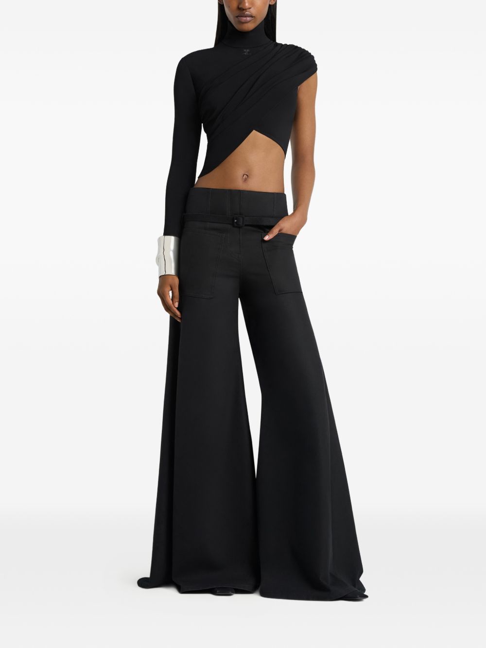 Top crop asimmetrico in nero Courrèges - donna 