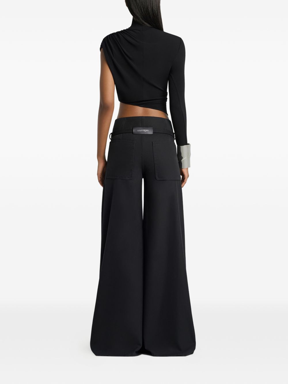 Top crop asimmetrico in nero Courrèges - donna 