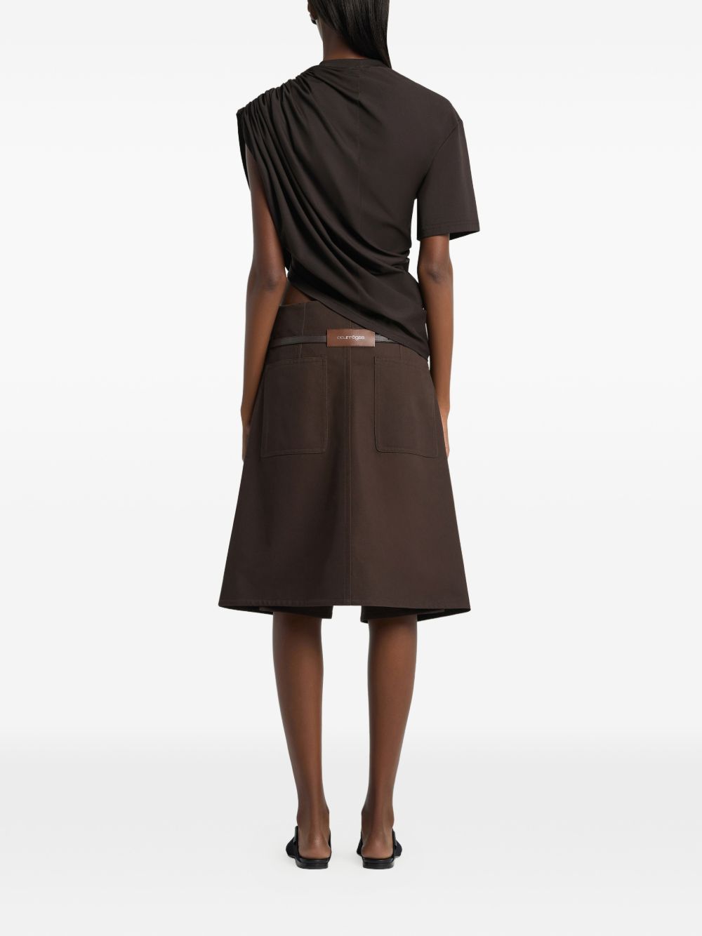 Top asimmetrico drappeggiato in marrone Courrèges - donna 