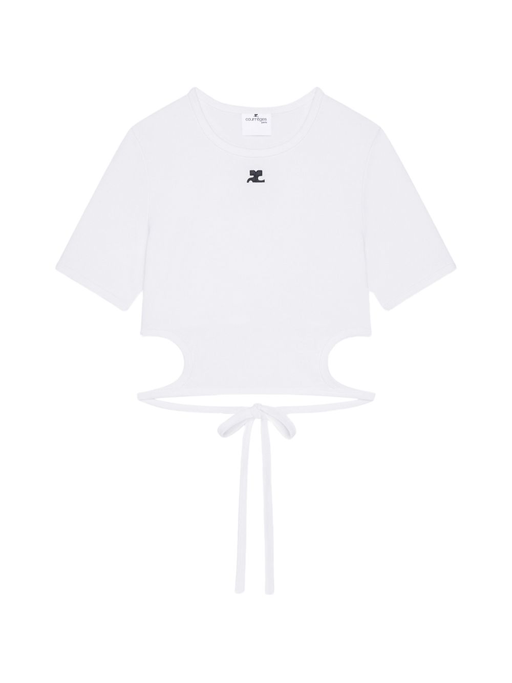 T-shirt crop con cut-out in bianco Courrèges - donna 