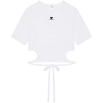 T-shirt crop con cut-out in bianco Courrèges - donna 