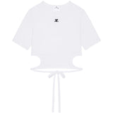 T-shirt crop con cut-out in bianco Courrèges - donna 