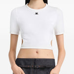 T-shirt crop con cut-out in bianco Courrèges - donna 